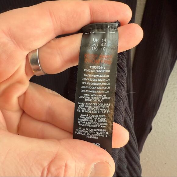 ASOS Ribbed V-Neck Long Sleeve Maxi Dress Size 10 - Picture 5 of 7